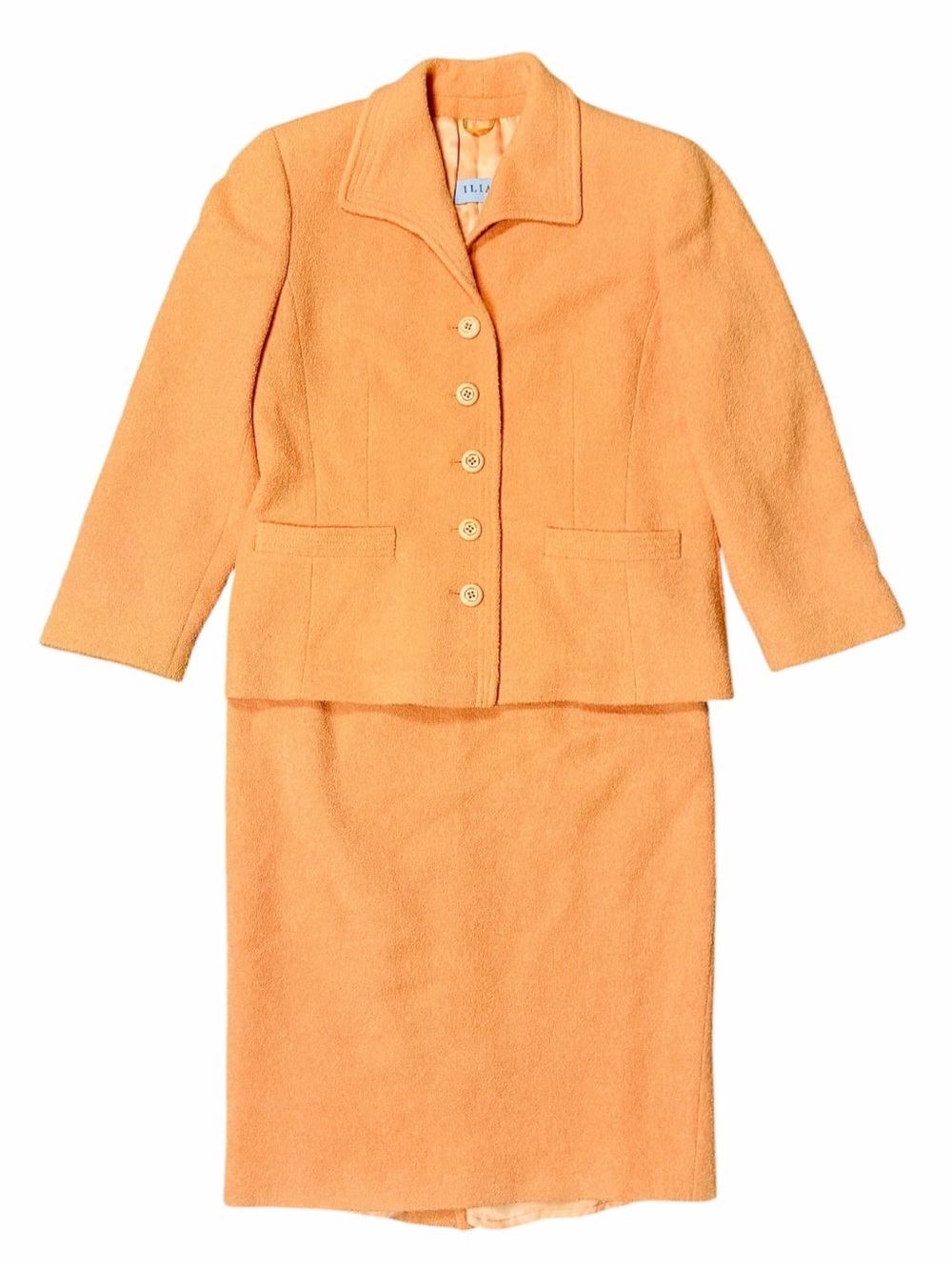VINTAGE Ilia Boutique Made in Italy Orange Skirt Suit Women's Size 44